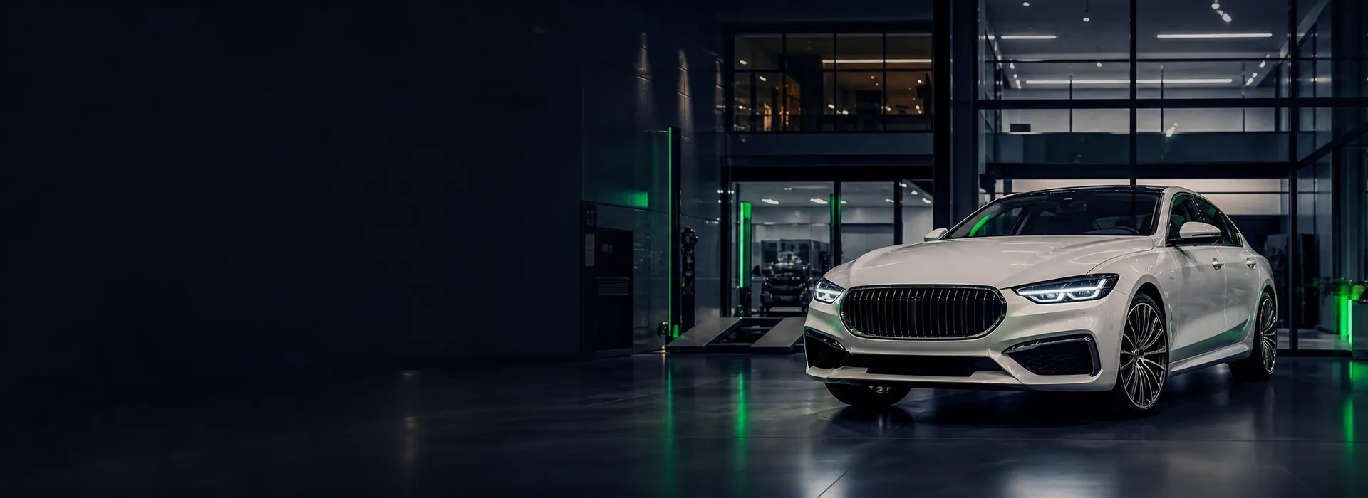 Premiumfahrzeug in einem modernen Autos Central Inspektions- und Garantieshowroom